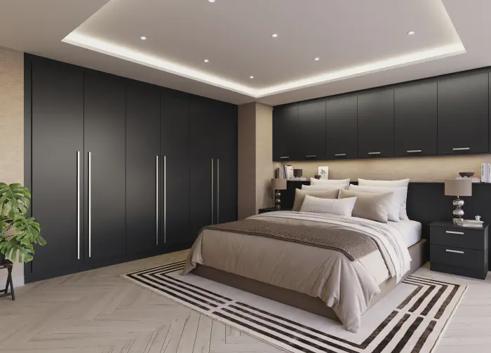 Fitted bedroom range in Glacier super matt Black